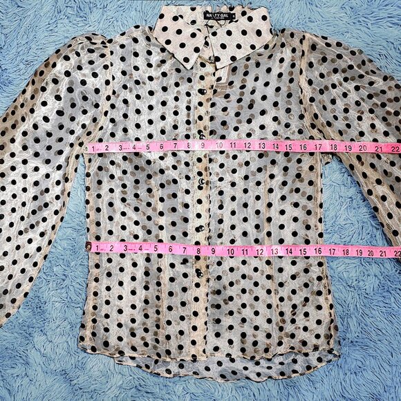 Nasty Gal Spot Enough Drama Organza Champagne Blouse - Picture 7 of 8